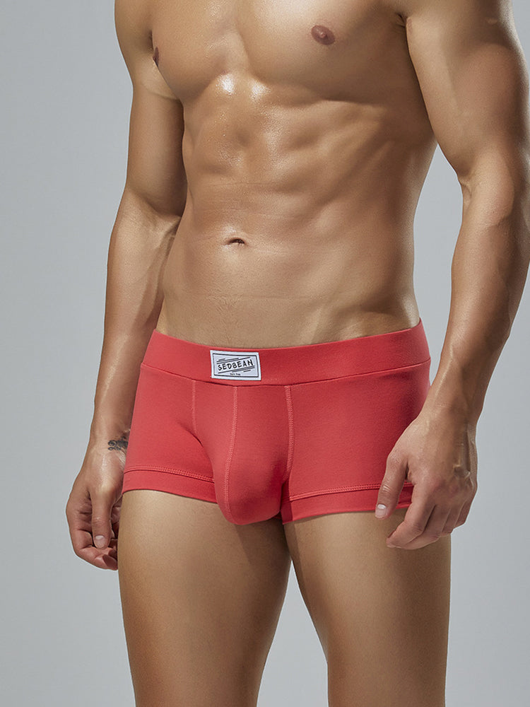 2 Pack Men's Low-Rise Solid Breathable Cotton Trunks