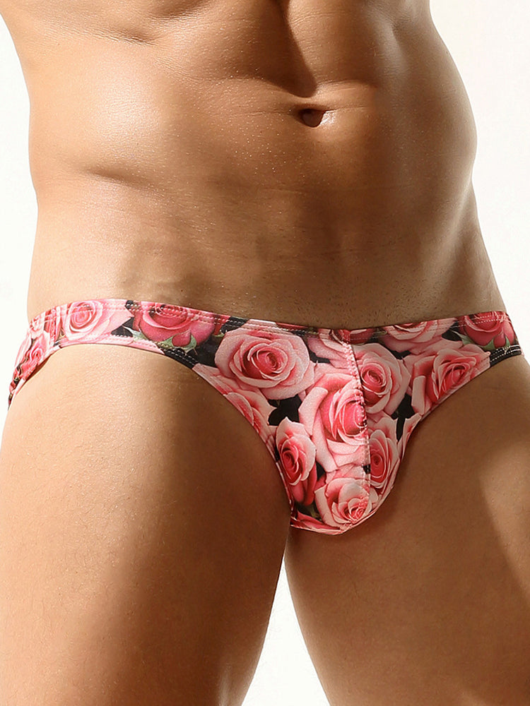 Men's Sexy Rose-Patterned Bikinis