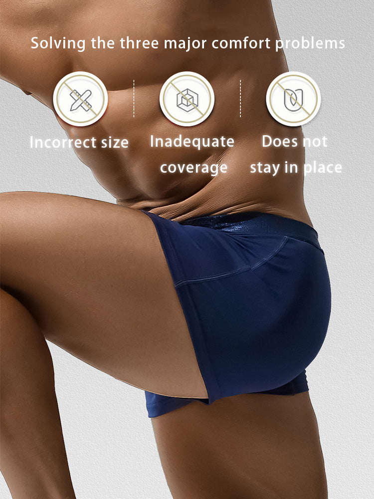 4 Pack Men's Solid Color Separation Pouch Style Separated Breathable Rayon Trunks