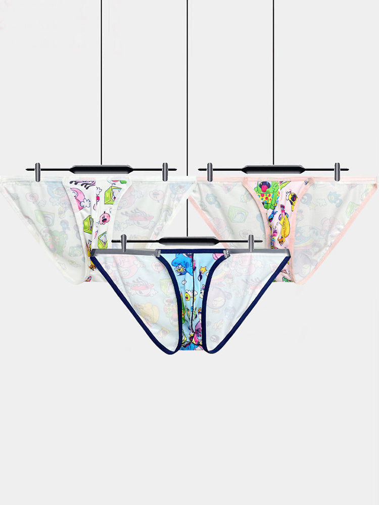 2 Pack Men's Trendy Printed Cartoon Comfortable and Breathable Bikini