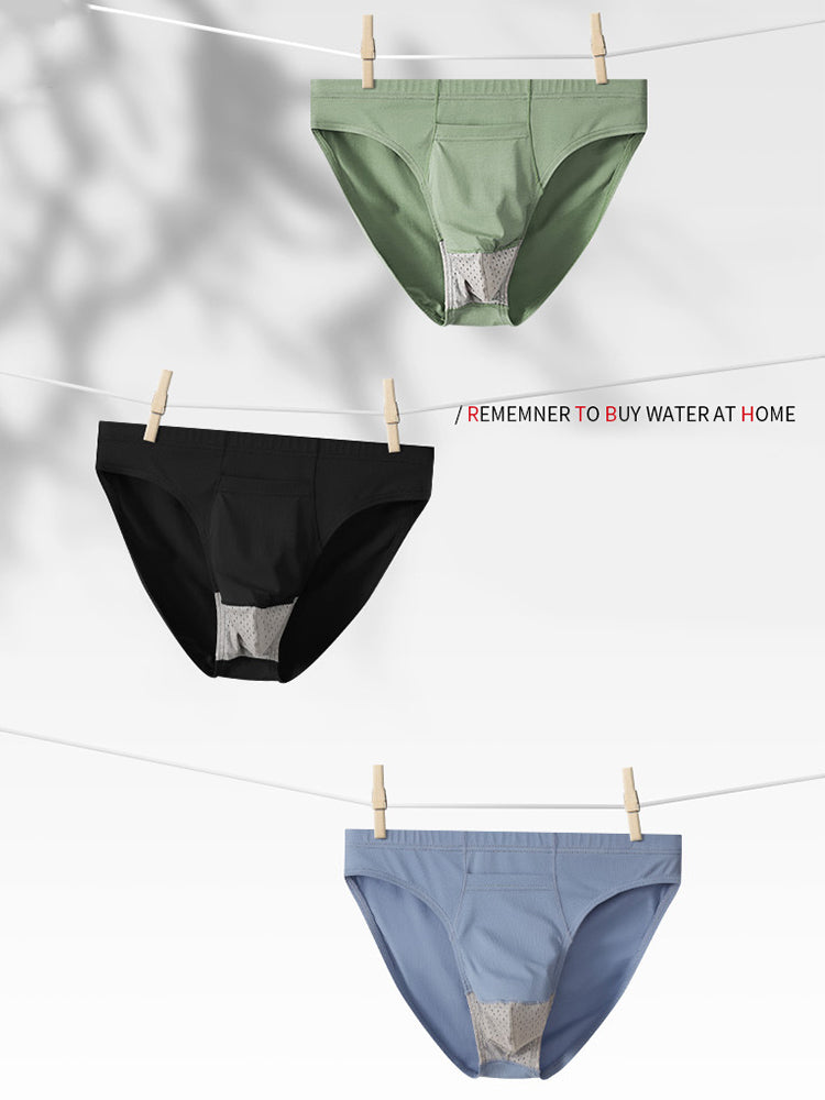 3 Pack Men's Sexy Mesh Breathable Gun Egg Separation Cotton Briefs