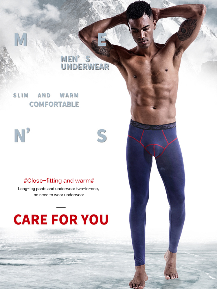 Men's Autumn Johns Underwear 2 in 1 Design Warm Polyester Tights