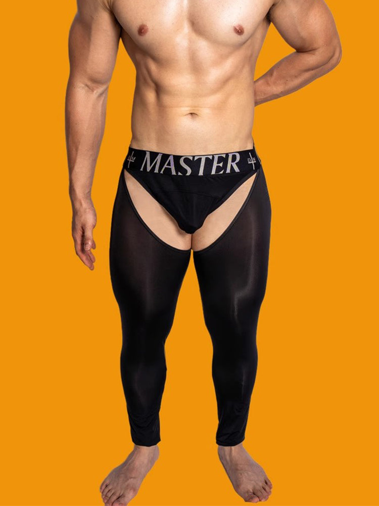 Men's Low-Waist Sexy Hollow Silk-Smooth Semi-Transparent Thermal Pants