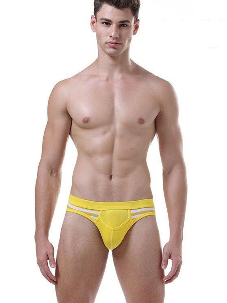 4 Pack Men's Mid-Rise Cotton Striped Briefs