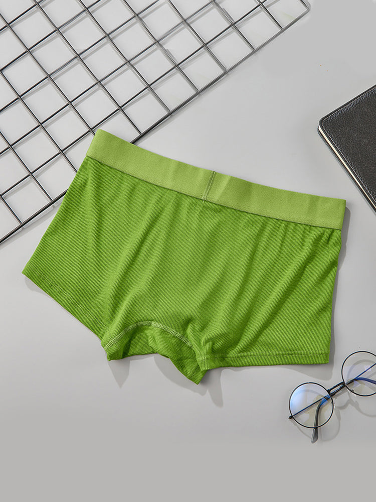 2 Pack Men's Single-Layer U-Pouch Ribbed Sweat-Absorbing Breathable Trunks