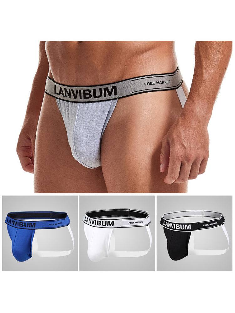 4 Pack Men's Mid-Rise Sexy Comfortable Cotton Jockstrap