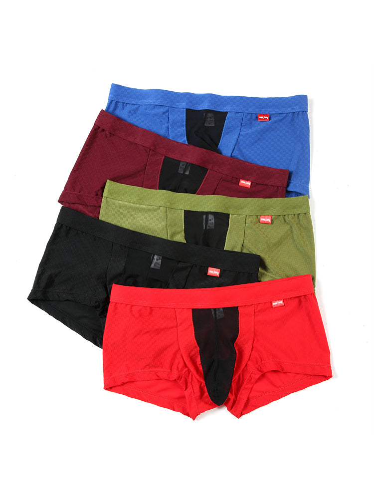 2 Pack Men's U-Pouch Ice Silk Sexy Trunks