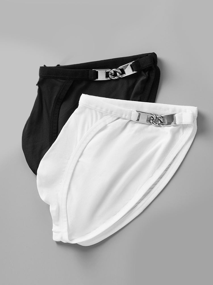 2 Pack Men's U-Pouch Low-Rise Metal-Clasp Thin Briefs