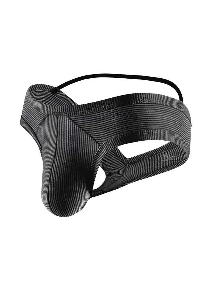 2 Pack Men's Low Rise Back Hollow 3D U-convex Large Pouch T-Back Briefs