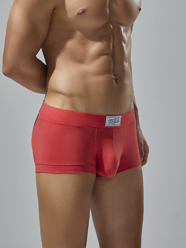 2 Pack Men's Low-Rise Solid Breathable Cotton Trunks