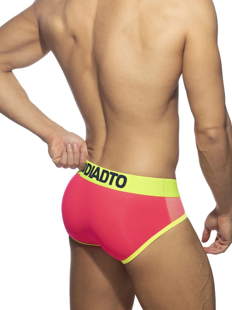 2-pack Men's Neon Mesh High-elastic U-convex Three-dimensional Pouch Sports Briefs