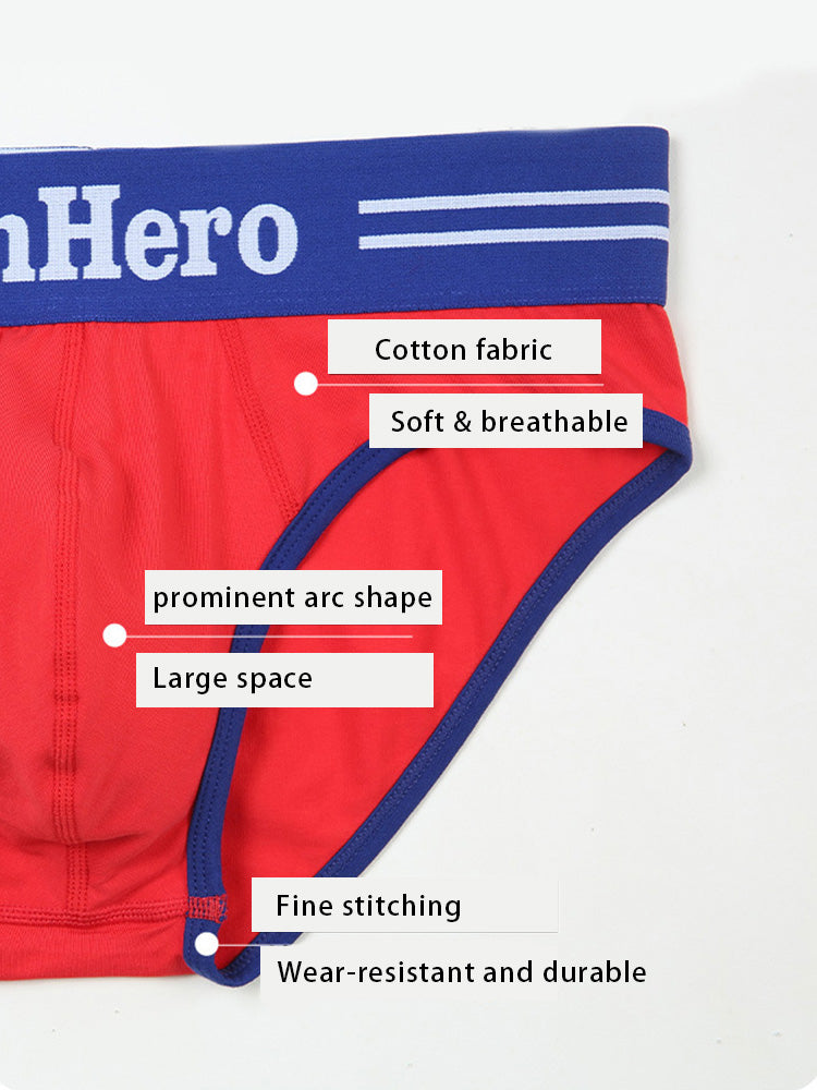 3 Pack Men's Low-Rise Sports Breathable Fitness Hip-Lifting Cotton Briefs