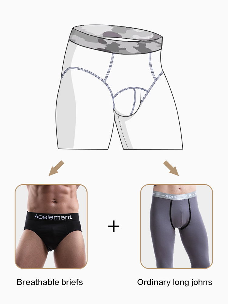 Men's Autumn Johns Underwear 2 in 1 Design Warm Polyester Tights