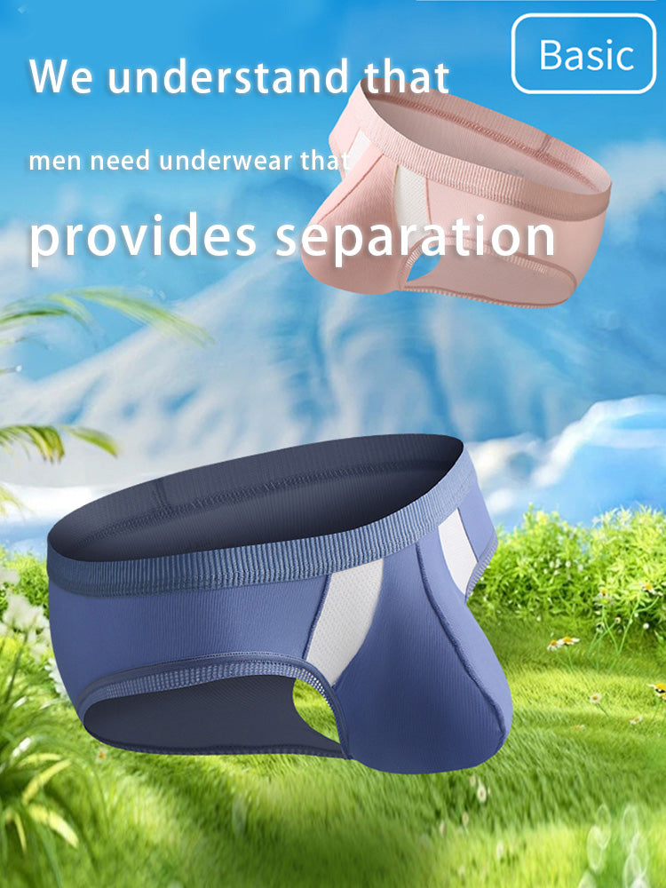 3 Pack Men's Low-Rise Ice Silk High-Stretch U-Convex Large Pouch Briefs