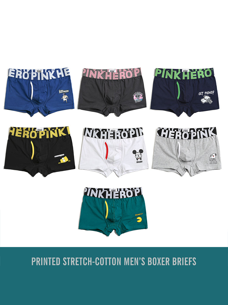 Cartoon Print Soft Cotton Trunks with Fly