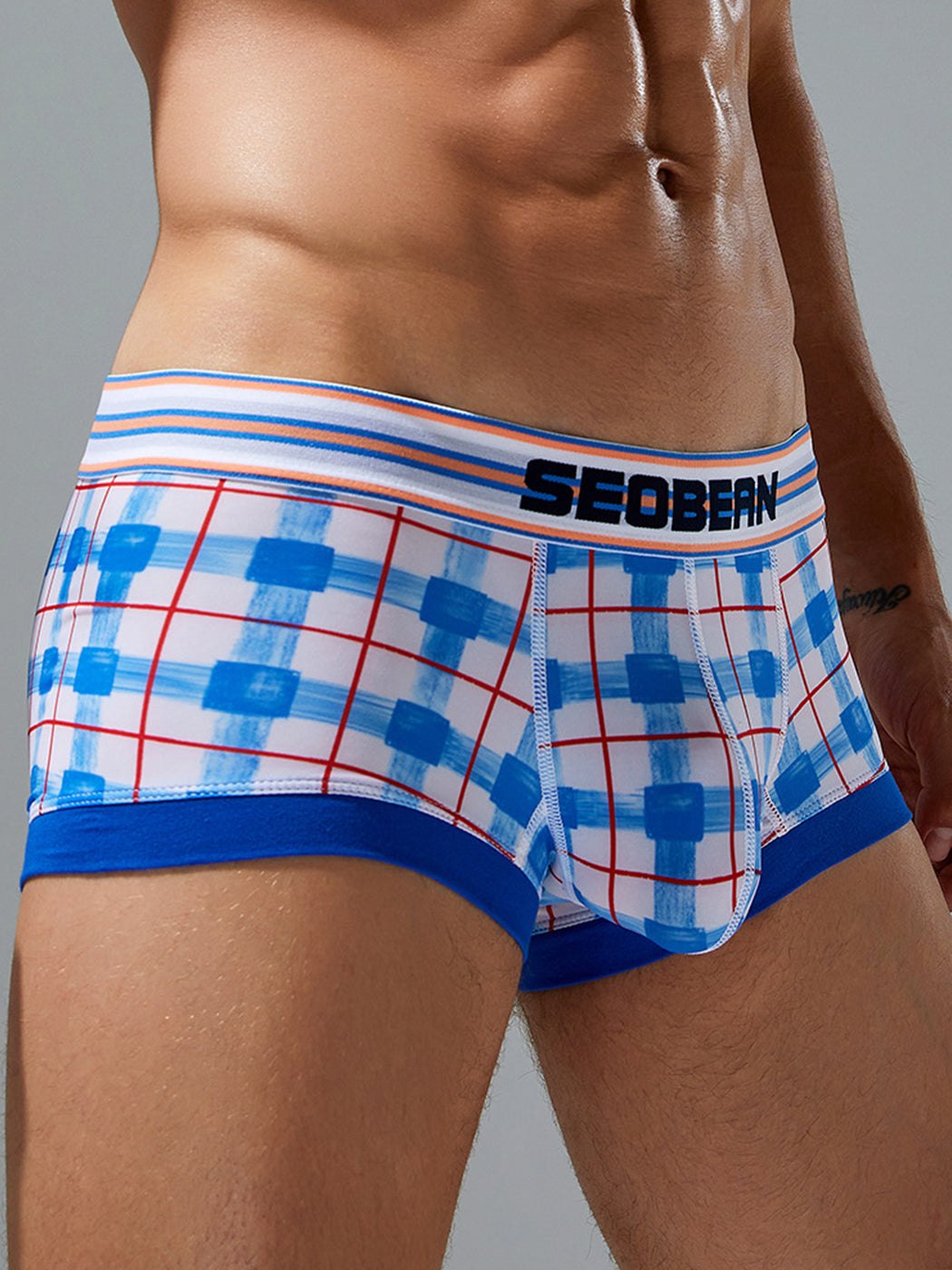 Men's Relaxed Plaid U Pouch Trunks