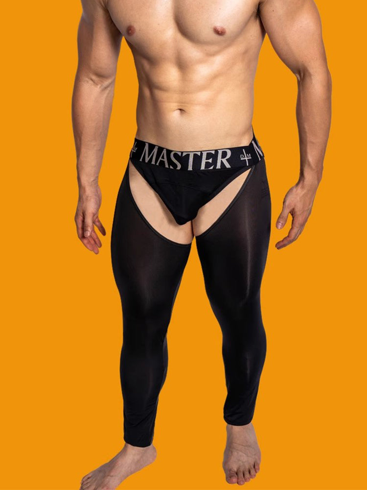 Men's Low-Waist Sexy Hollow Silk-Smooth Semi-Transparent Thermal Pants