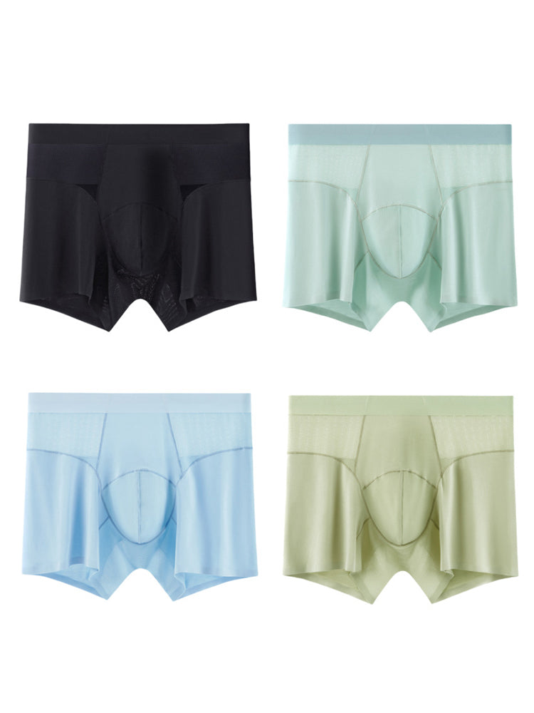 2 Pack Men's  Modal Seamless Antibacterial Anti-Chafing Leg Boxers Briefs & Midway Briefs