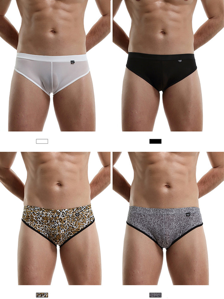 3 Pack Men's Nylon Sexy Low-Rise High-Elastic Briefs