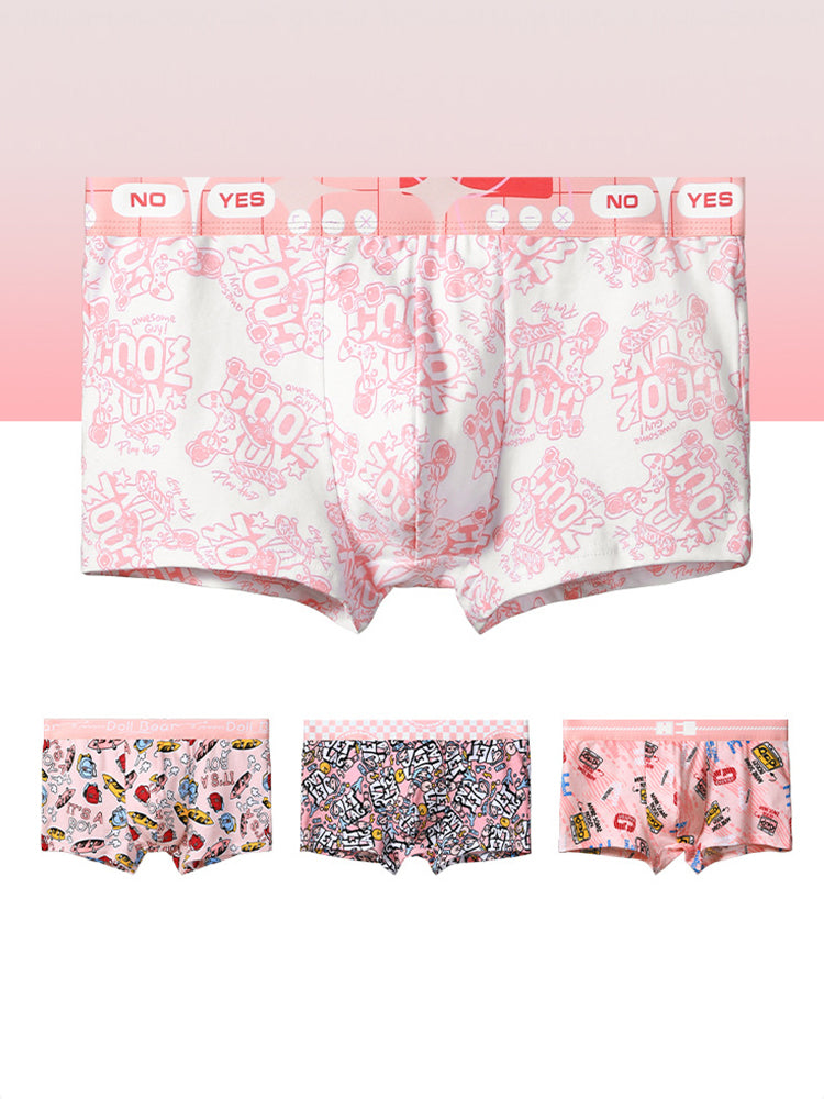 4 Pack Men's Cartoon Cotton Anti-Bacterial Boxer Briefs