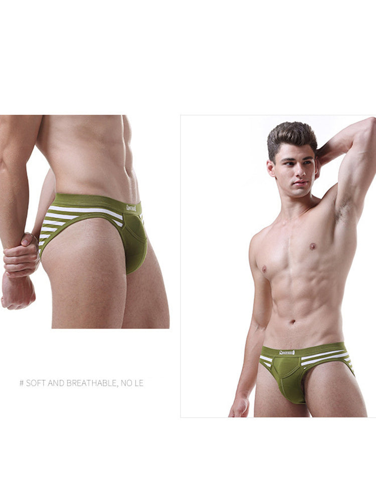 4 Pack Men's Mid-Rise Cotton Striped Briefs