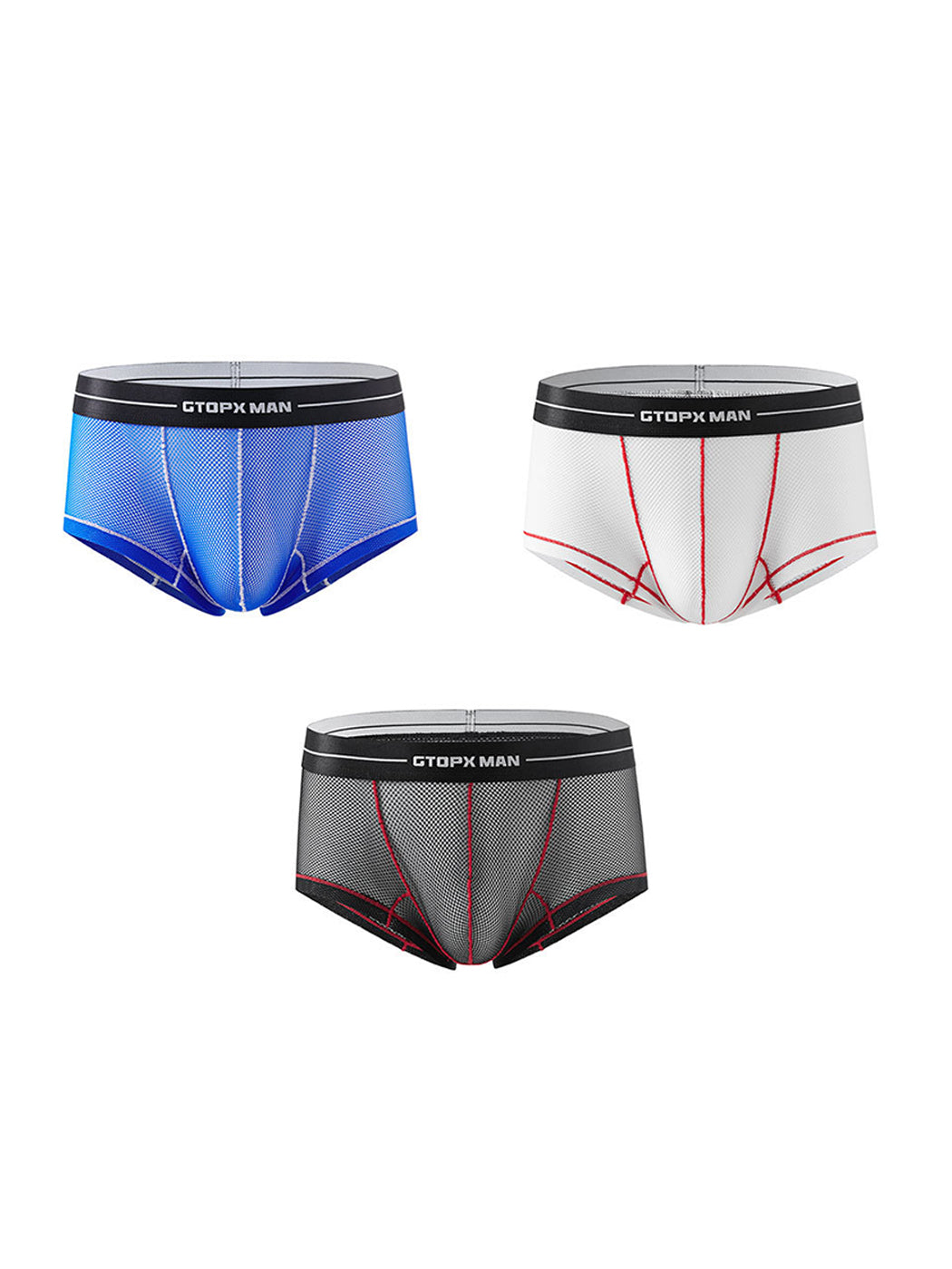 2 Pack Men's Sexy Low-rise Transparent Mesh Trunks