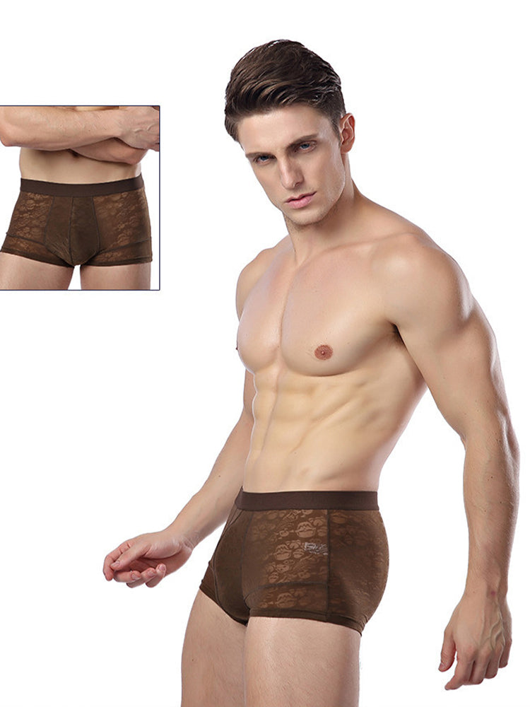 2-pack Men's Ice Silk Breathable Printed Hollow Boxer Briefs