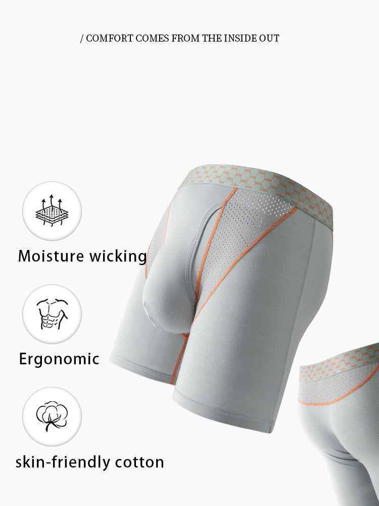 2 Pack Men's Nylon Breathable Sports Anti-Chafing Casual Business Boxer Briefs