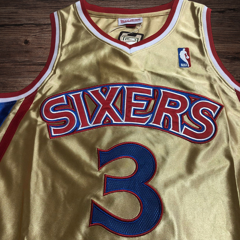 Men’s Philadelphia 76ers 1996/97 #3 Allen Iverson Gold Limited Edition Jersey