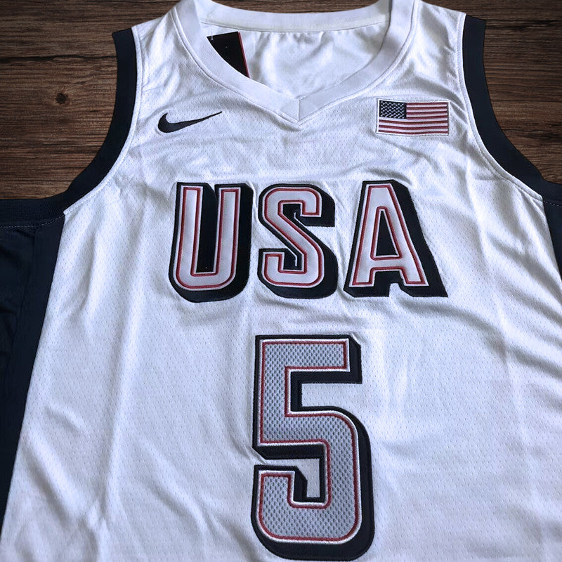 Men’s 2024 Olympics Team USA #5 Edwards White Jersey