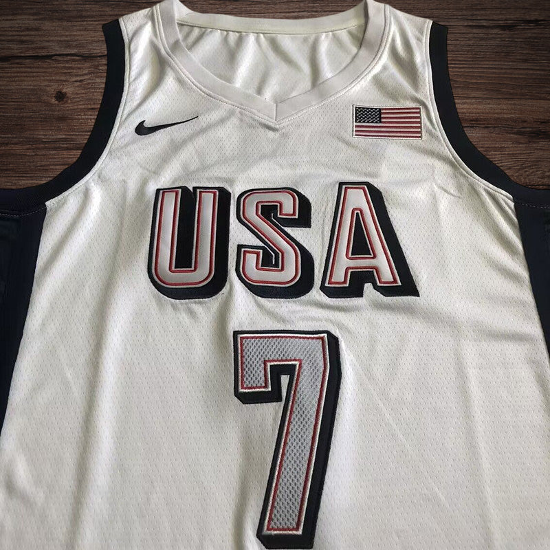 Men’s 2024 Olympics Team USA #7 Durant White Jersey
