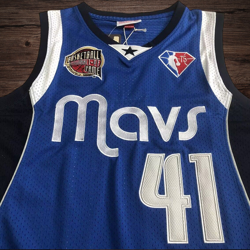 Men’s Dallas Mavericks 1998/2019 Hall of Fame #41 Nowitzki Jersey