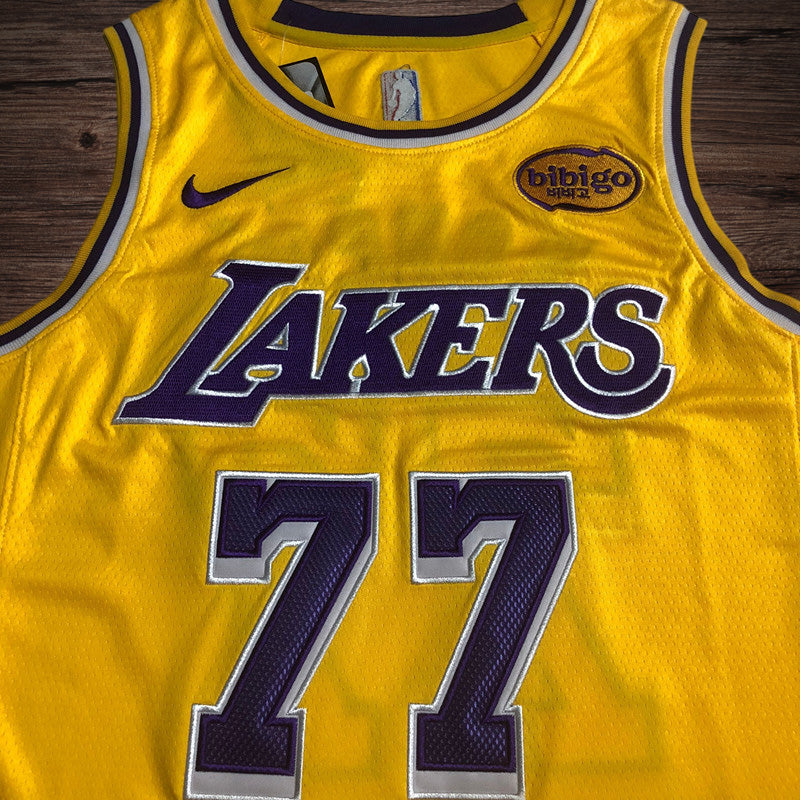 Men’s Los Angeles Lakers #77 Doncic Yello Jersey