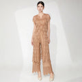 2-Piece Lace Pleated Palazzo Pants Outfit