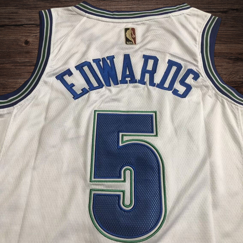 Men’s Minnesota Timberwolves #5 Edwards White Jersey