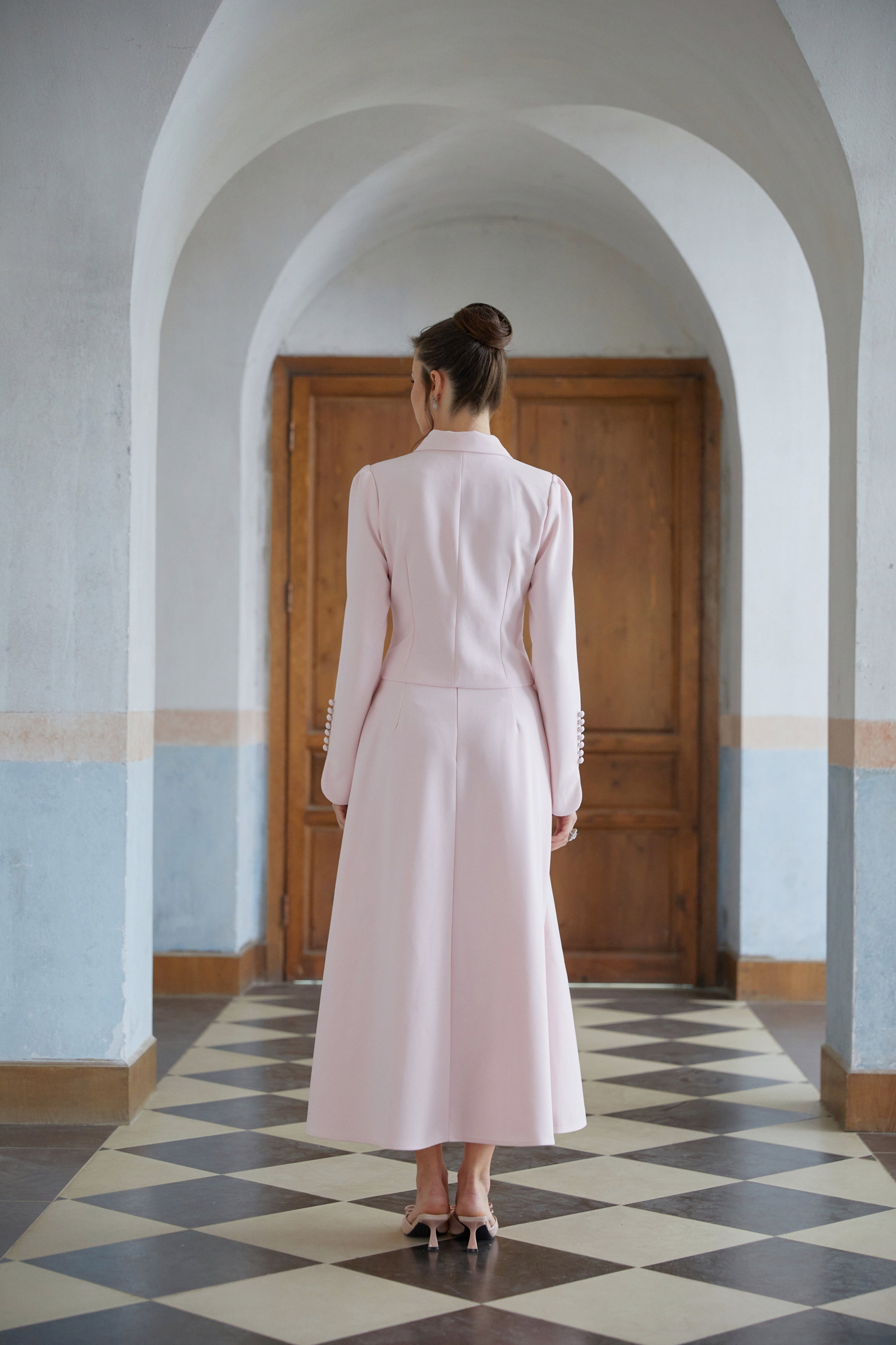 Eira Pink Peter Pan Collar Jacket & Skirt Set