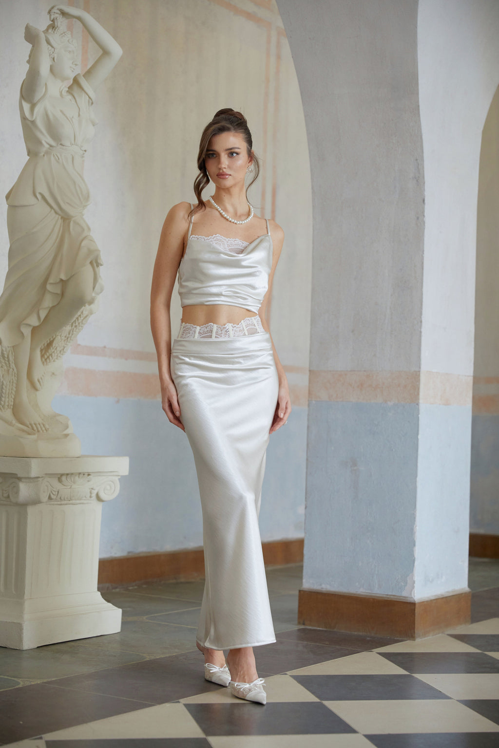Eeva White Floral Lace Panel Crop Top