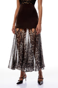 Gisèle Brown Leopard Print Chiffon Panel Skirt