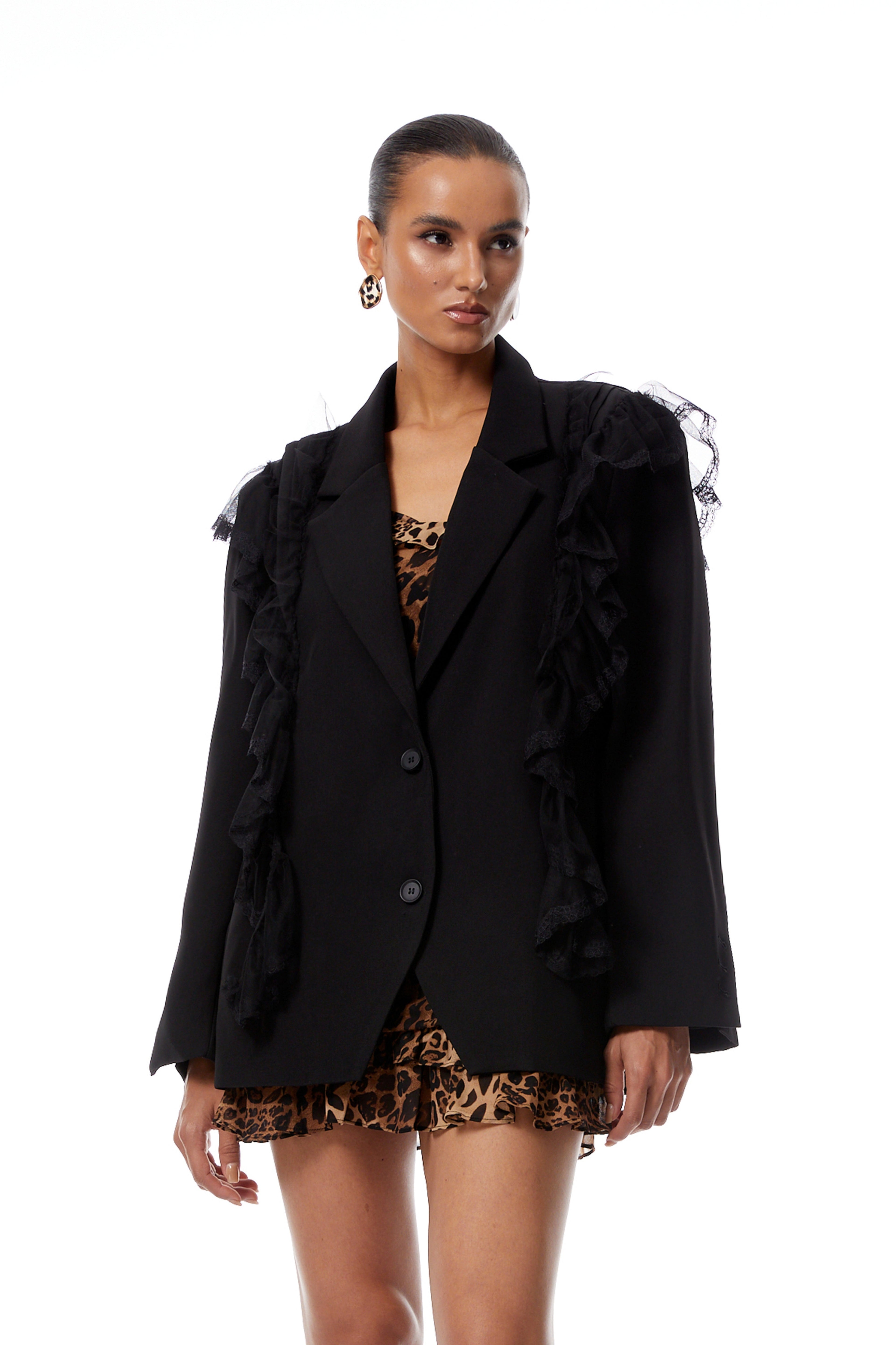 Rebecca Black Lace Panel Blazer