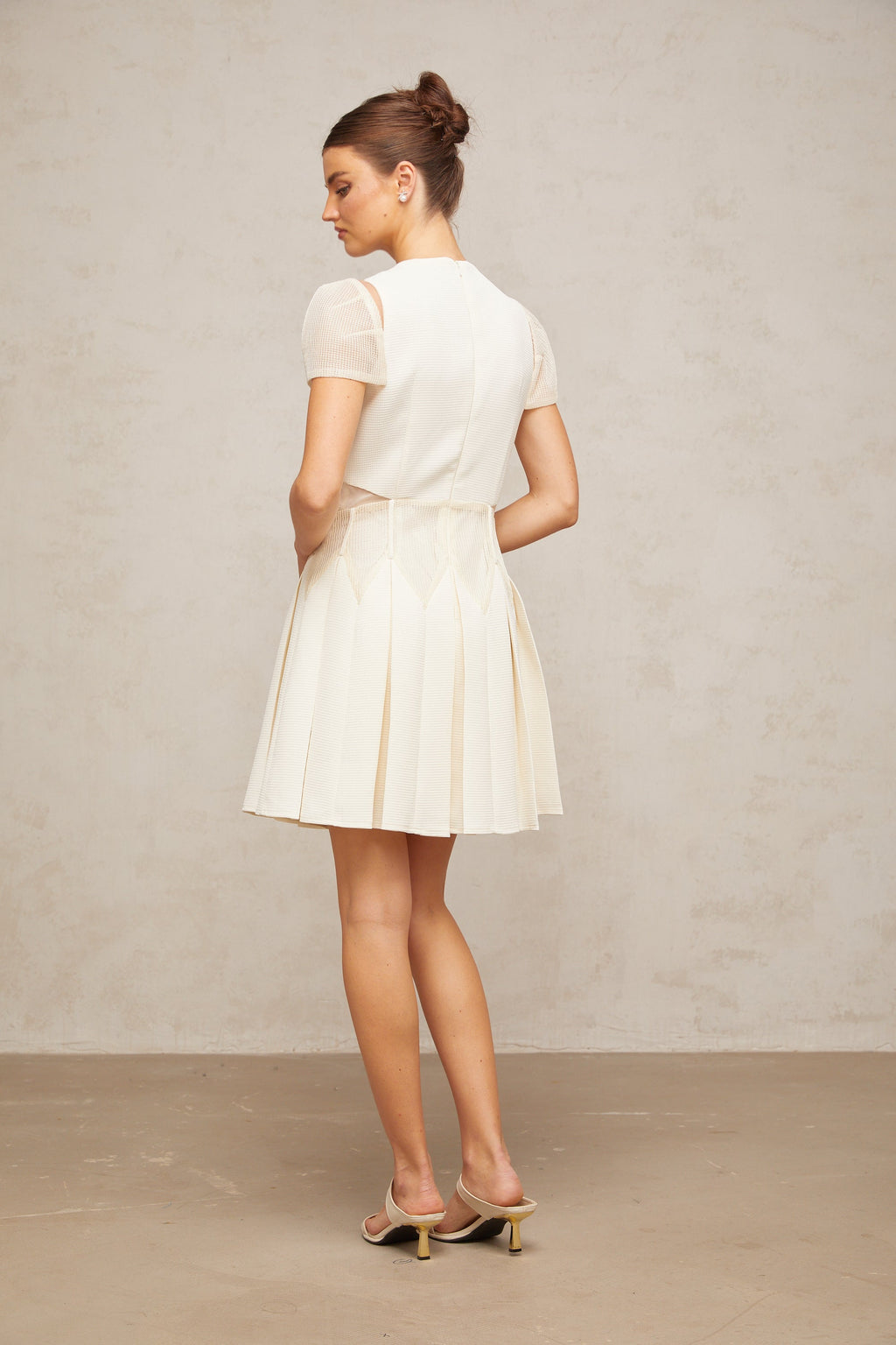 Maelle white flower-embroidered mini dress