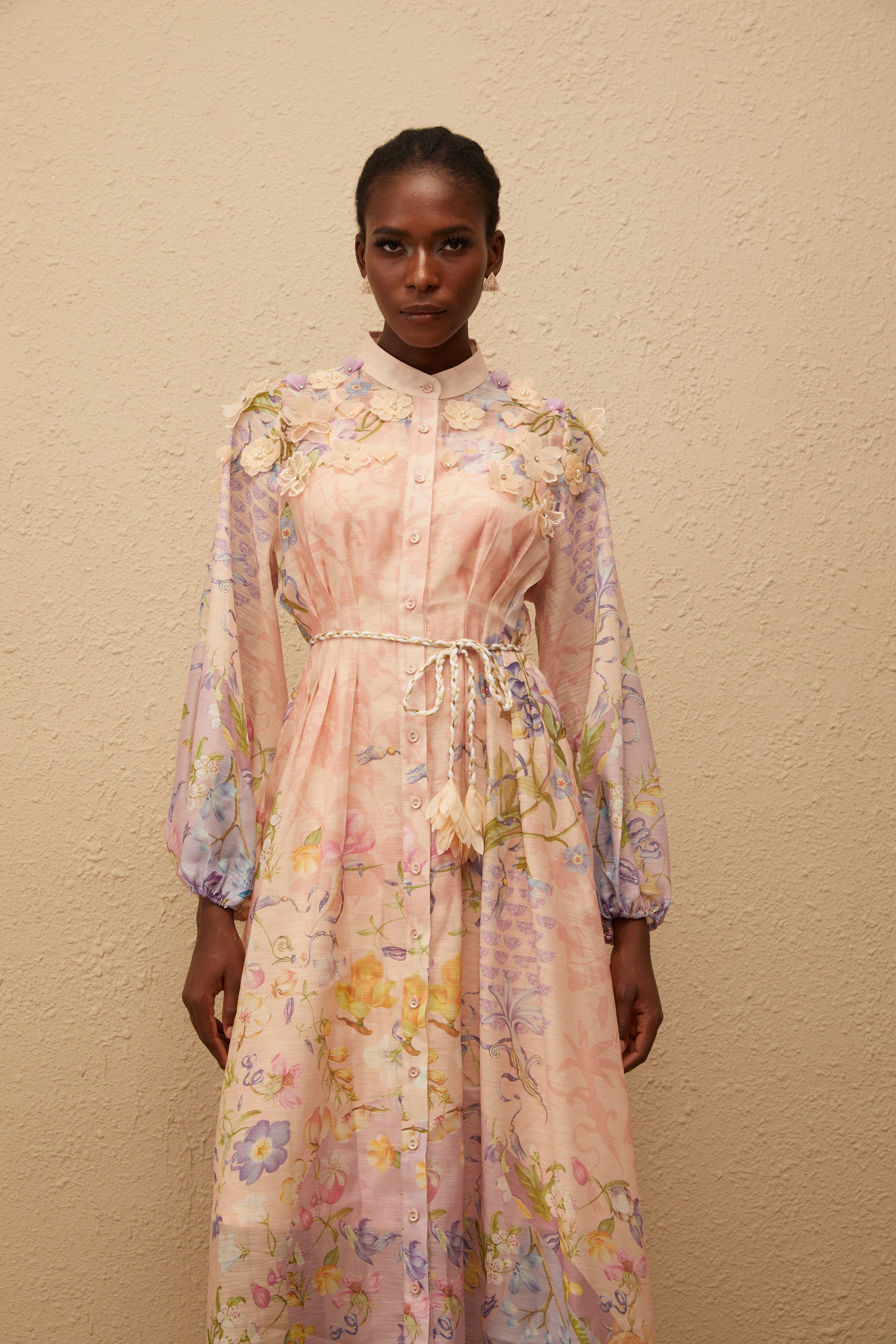 Delphine Pink Floral Print Maxi Dress