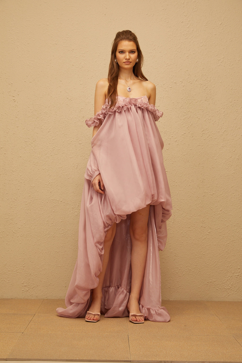 Brooklyn Pink Glossy Bubble Hem Mini Dress