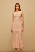 Marianne Pink Halterneck Mermaid Mesh Midi Dress
