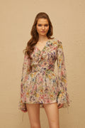 Juliette Pink Butterfly Print Chiffon Mini Dress