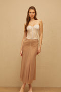 Léonie Neutral Lace Corset Top & Skirt Set