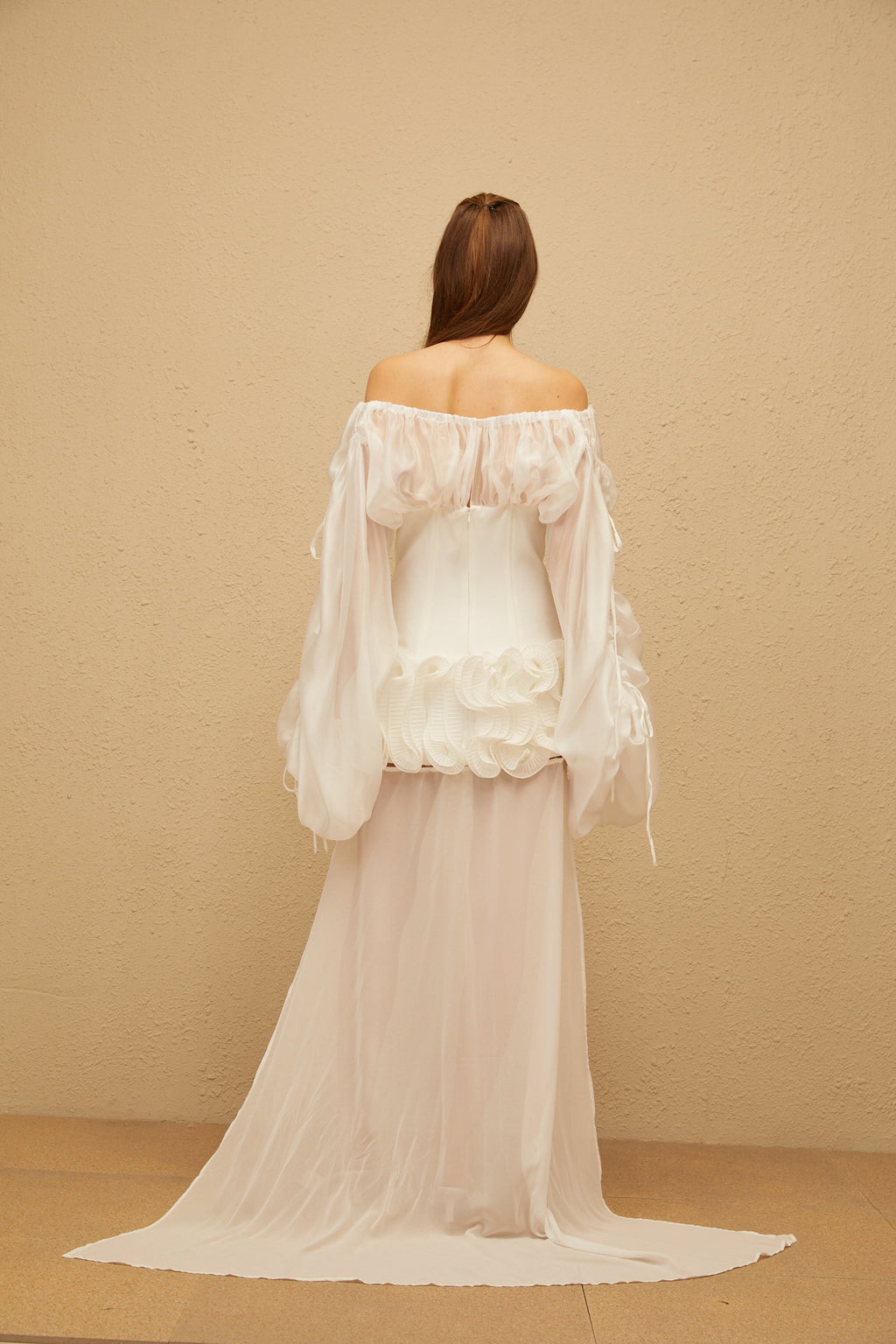 Léonie White Train Ruffled Corset Mini Dress