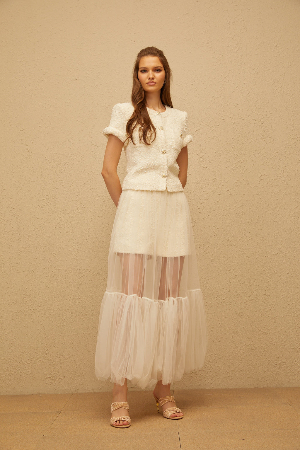 Raphaëlle Cream White Tweed Matching Set