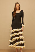 Diane Black Ruffled Tiered Maxi Dress