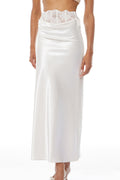Eeva White Floral Lace Panel Maxi Skirt