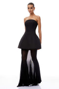 Mélanie Black Corset Dress & Mesh Skirt Set